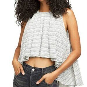 NWOT Free People Ivory Navy High-Low Tie Tank XS